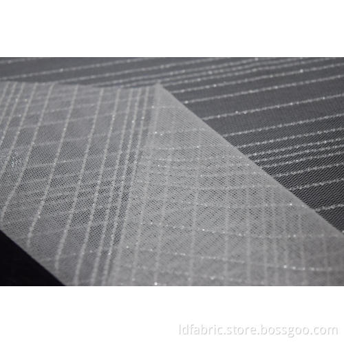 Nylon Metallic Spandex White Stripe Mesh Stoff